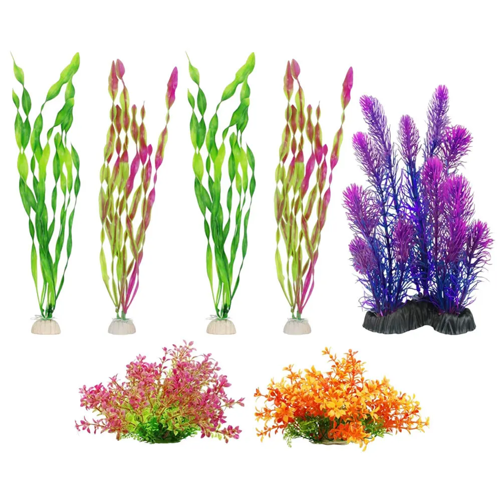 

7pcs Artificial Aquarium Plants Lifelike Fake Water Grass Decor Fish Tank Ornaments For Fresh Sea Water