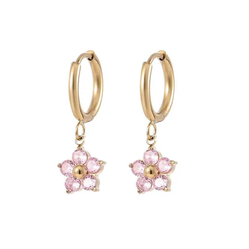 2024 New INS Stainless Steel Earrings 18K Gold Plated Pendant Flower Hoop Earrings For Woman Trendy Party Banquet Gifts