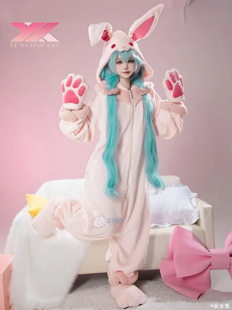 Anime Animal Party Bunny Jumpsuit pour femmes et filles, costume de cosplay, chaussures de patte, ensemble complet, tenue mignonne imbibée, fête d'Halloween