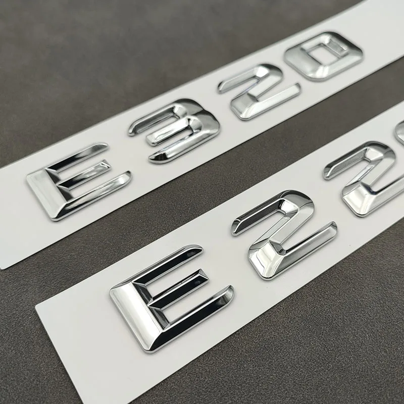 Letras de carro cromadas 3D para Mercedes Benz, logotipo adesivo, A160, A180, A200, B180, C180, C200, C220, C250, C300, E220, E300, E320, E350, E400, E500