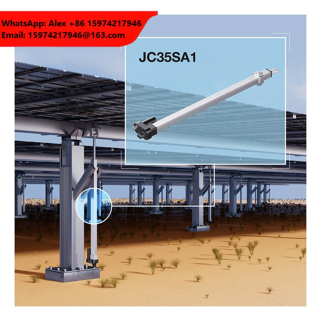 JIECANG JC35SA1 East To Install 24V Large-scale Solar Trackers Electric Linear Actuator