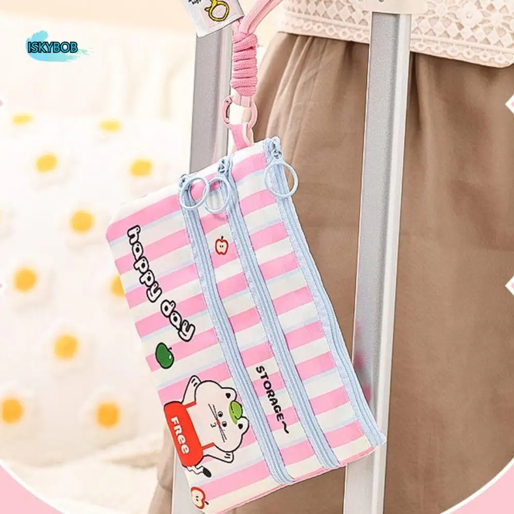 

Multiple Card Slots Passport Holder Wallet 3 Layer Blue Plaid Portable Passport Bag Cartoon Bear Travel Storage Passport Clip