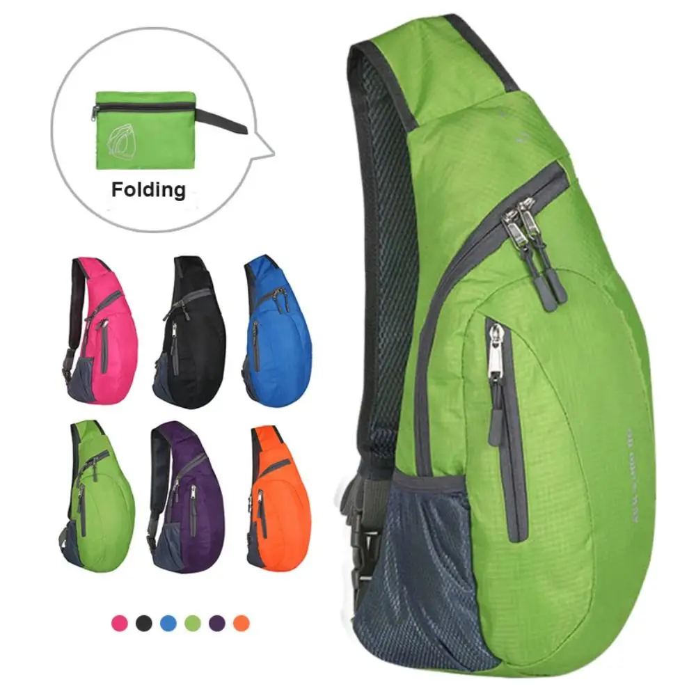 Opvouwbare Sport Messenger Bag Duurzaam Waterdicht Effen Kleur Borstpakket Buiten Wandelen Polyester Enkele Schoudertas