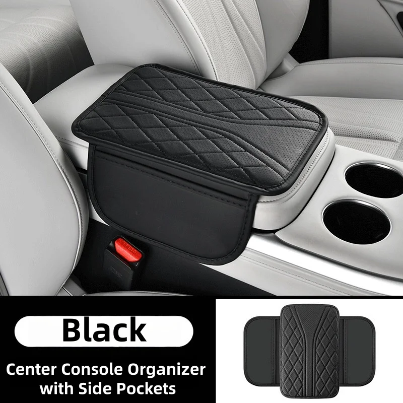 1 piece automotive elbow pad, PU leather embroidered armrest box mat, 12.4*7.48 inches, comfortable and durable for storing phon