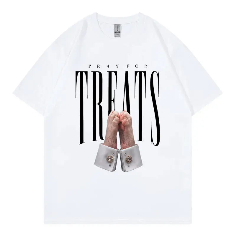 Praying Cat Paws Funny Meme Graphic T Shirts Men Women Gothic Vintage Short Sleeve T-shirts Summer Casual Loose Cotton T-shirt