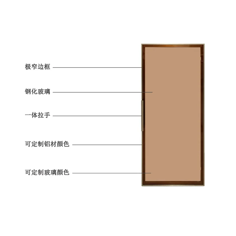 20. Light luxury minimalist aluminum alloy glass cabinet door panel Internet celebrity narrow-edge cabinet wine cabinet door