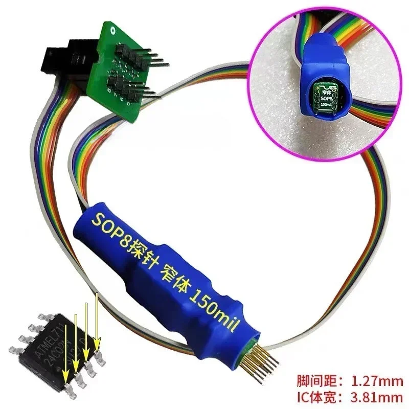 SOIC8 SOP8 Test Clip Probe Line for EEPROM 93CXX/25CXX/24CXX Circuit Programming on USB Programmer TL866 RT809F RT809H CH341A