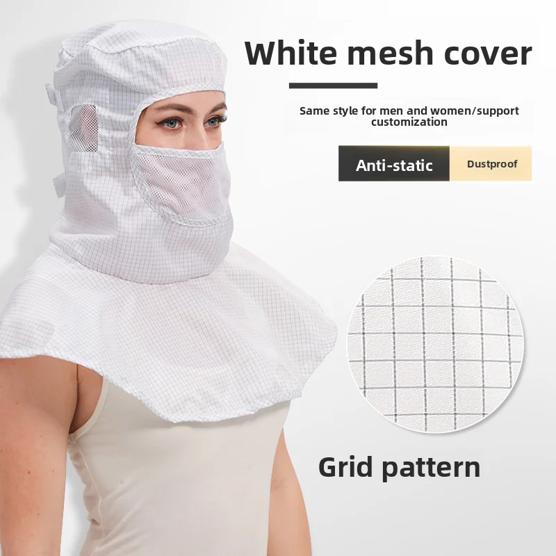 Women's Anti-static Hat Striped Shawl Hat Mesh Full Cover Protective Work Hat GMP Factory Workshop Clean and Dust-free Hat
