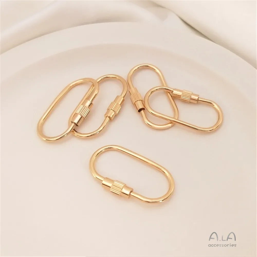 

14K Gold-plated Copper Plated Genuine Gold Oval Screw Buckle Handcrafted DIY Keychain Buckle Chain Buckle Decorative Accessories