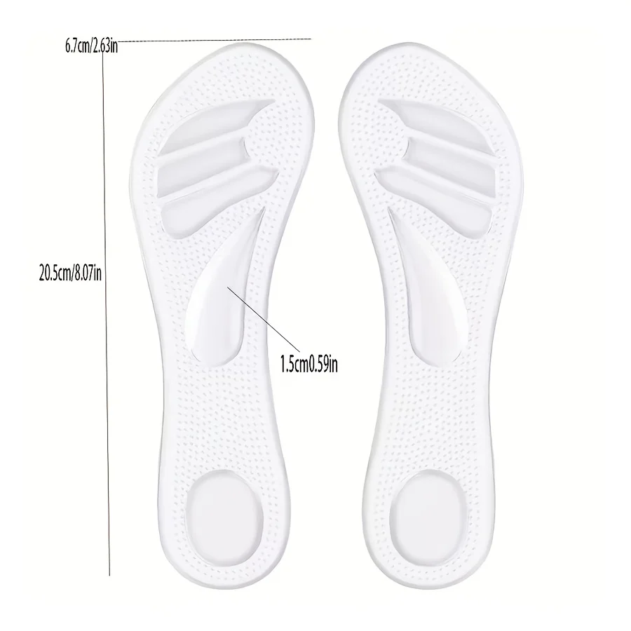 4pcs Self-Adhesive 3/4 Insoles: Comfortable, Non-Slip, Shock-Absorbing, Invisible, Transparent, Washable, Reusable