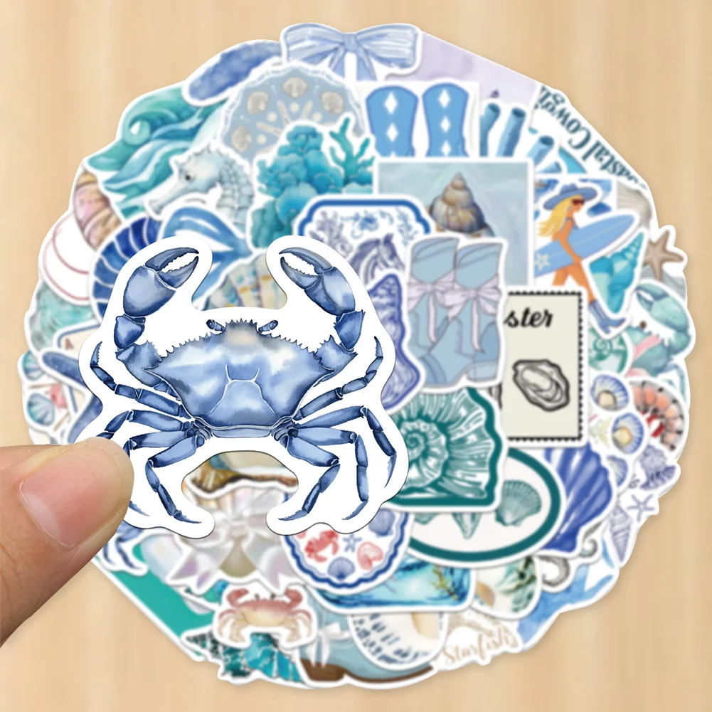 50 قطعة من ملصقات فتاة الساحلية الملونة الجمالية ملصقات الفينيل للفتيات في سن المراهقة الكبار طالب فتاة الشرق الساحلية ديكور غرفة نوم الفتاة