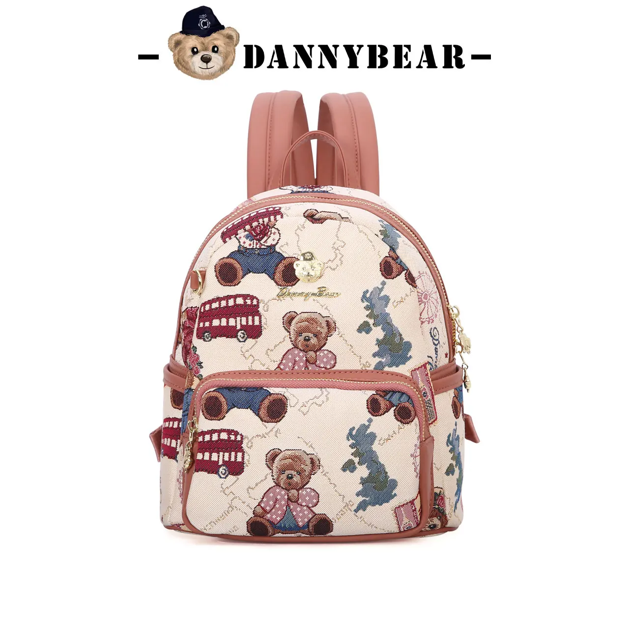 danny-bear-cute-bear-print-backpack-for-women-stylish-canvas-casual-daypack-large-capacity-lightweight-school-travel-bag