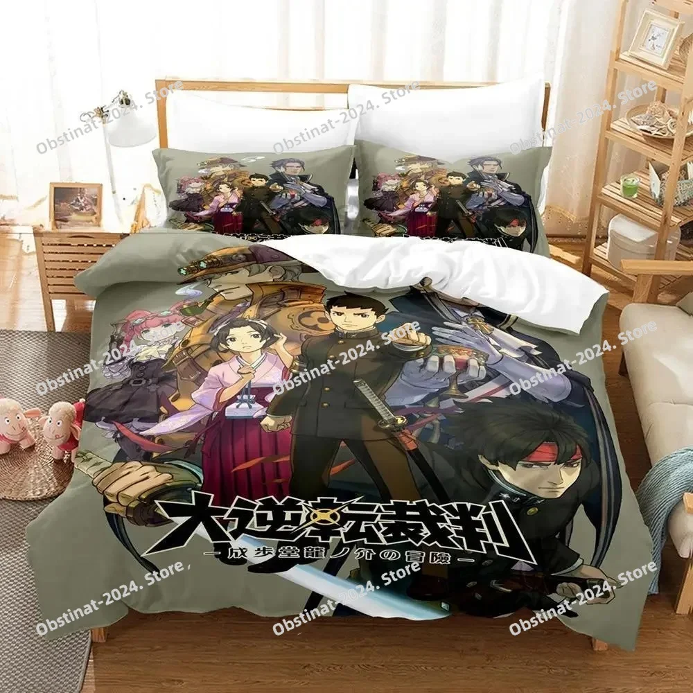 

New Anime Gyakuten Saiban Bedding Set Single Twin Full Queen King Size Bed Set Adult Kid Bedroom Duvet cover Sets Home Textiles