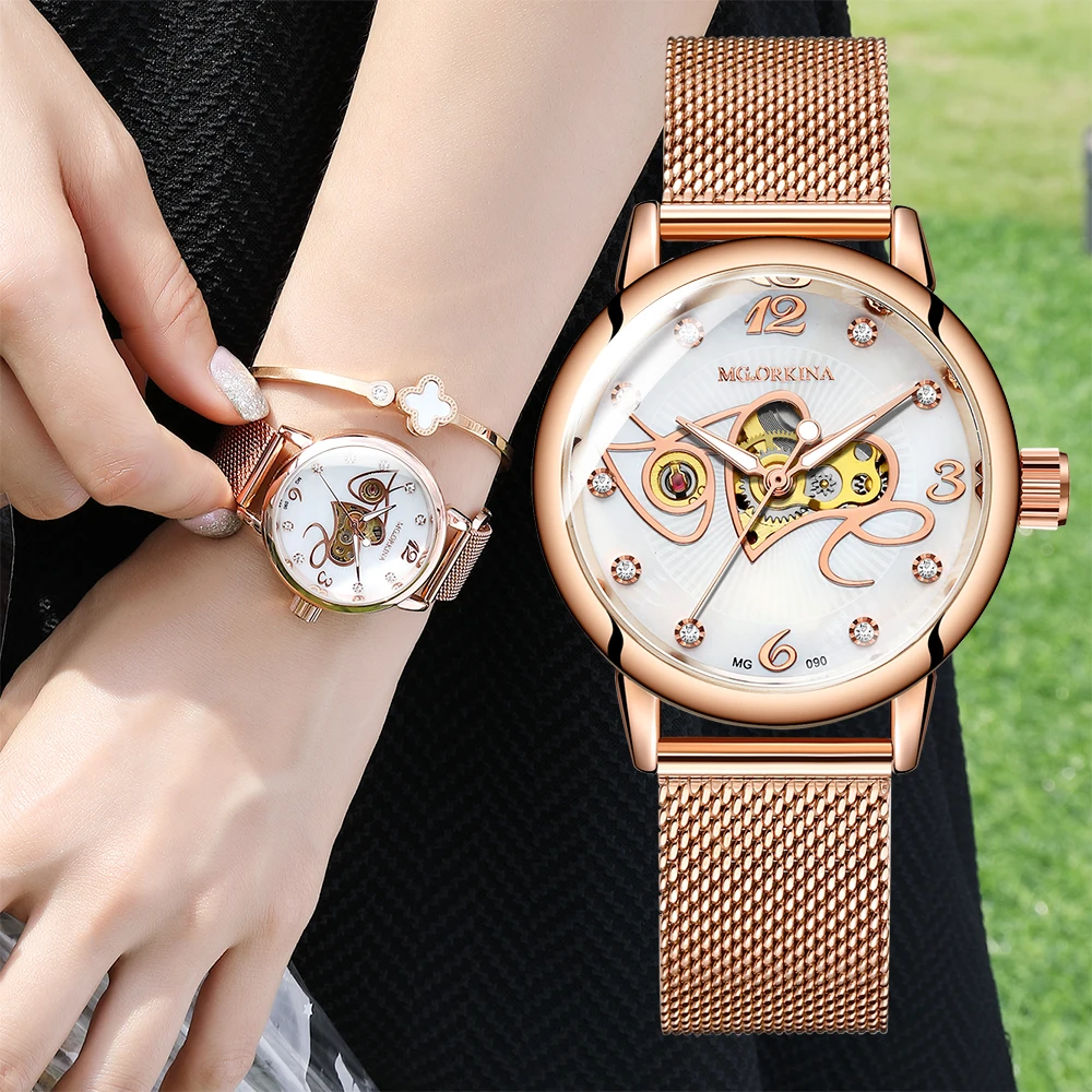 Stainless Mesh Band - ORKINA Automatic Watch for Women Open