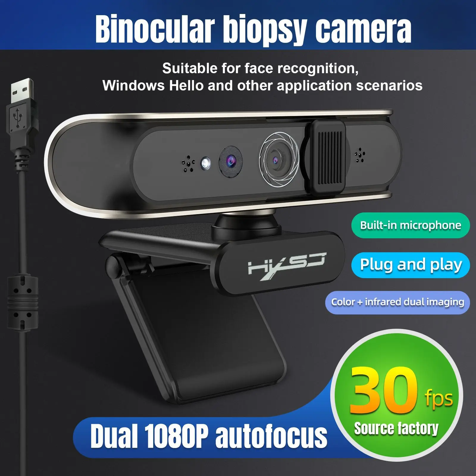 Mini USB Face Recognition 5 Million Built-in Microphone Autofocus Computer Camera Windows Hello Auto-Unlock Webcam