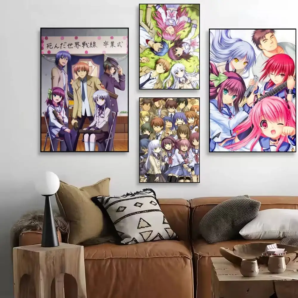 Japanese Classic Anime A-Angel Beats Posters High Quality Self-adhesive Wall Art Decorations Color Prints Sticky
