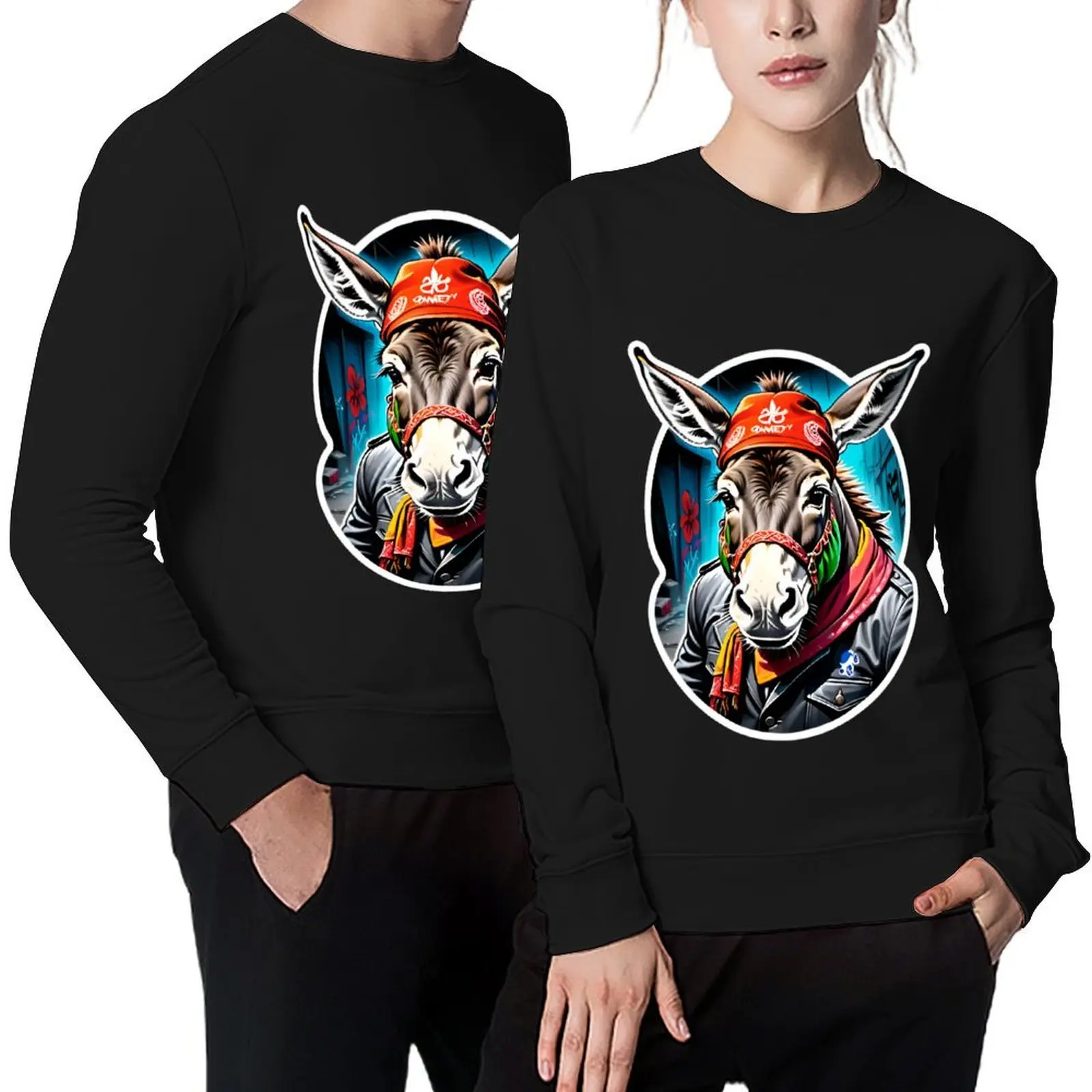

Cool Stylish Donkey With Bandana Pullover korean clothes tracksuits men's sweat-shirt fashion men winter man sweatshirt