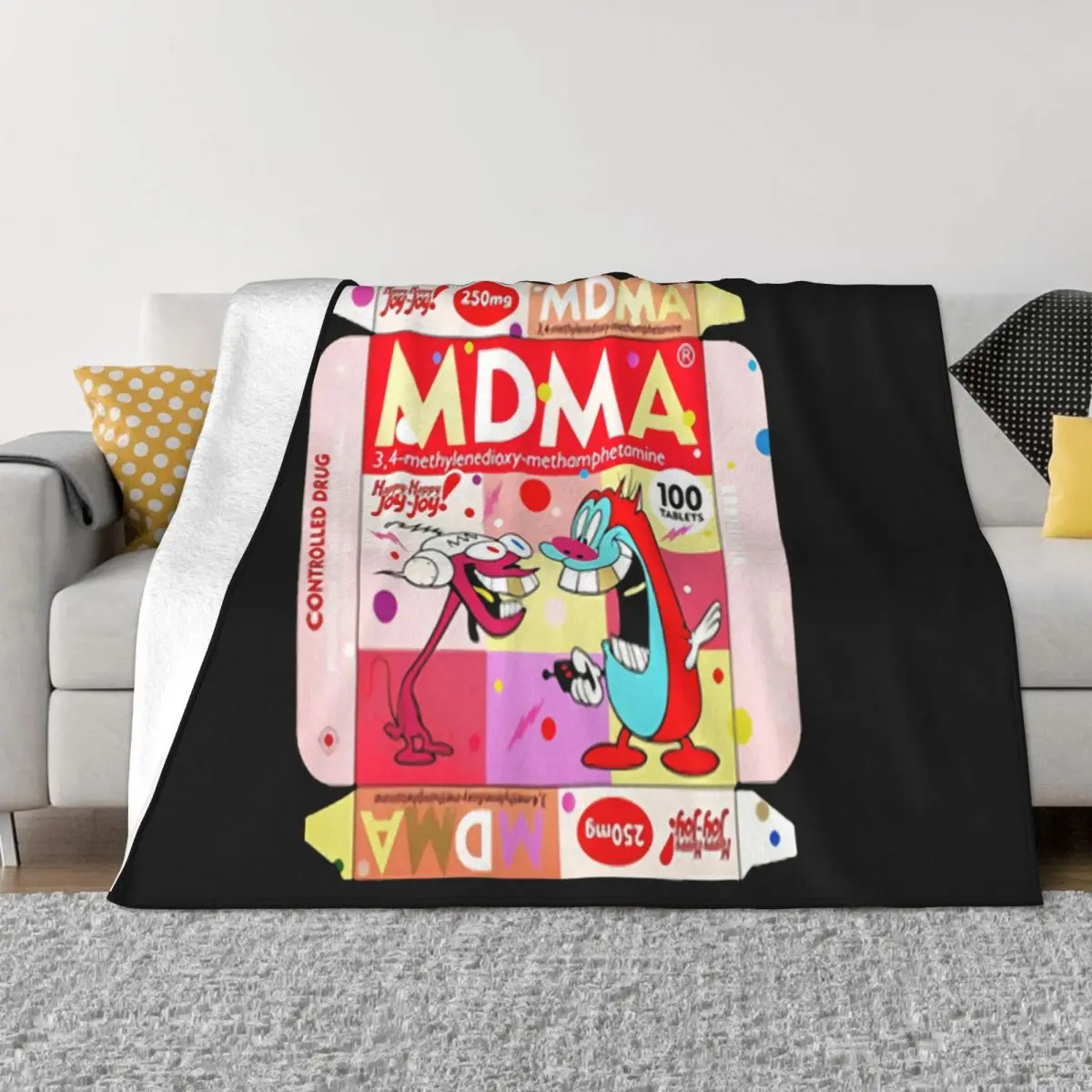 Mdma Rave Techno Mda Party Defqon Kokain Awakenings Sonus Top 4987Bk Graphic Letter Print New Design Throw Blanket