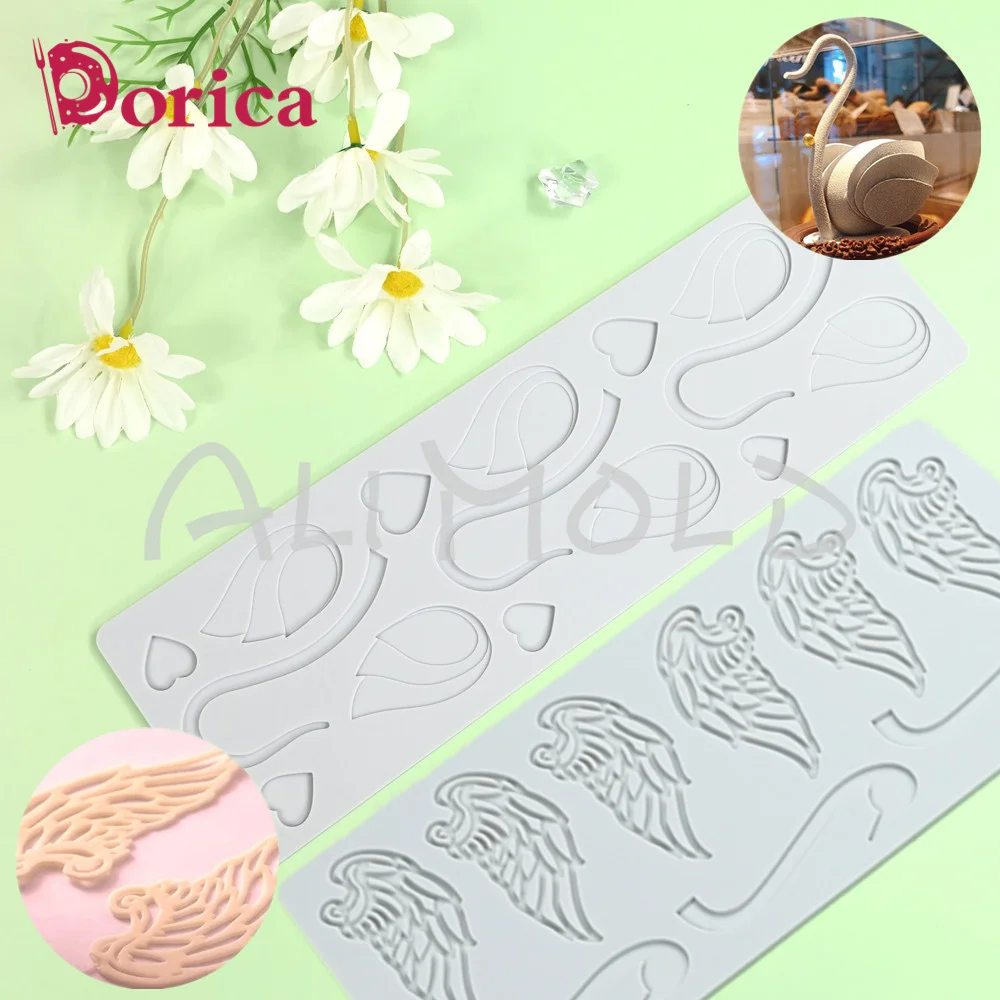 Moules en Silicone cygne, tapis de gâteau en dentelle de qualité alimentaire, bricolage, Fondant, Sugarcraft, pépites de chocolat, pâtisserie, Dessert, décoration, ustensiles de cuisine