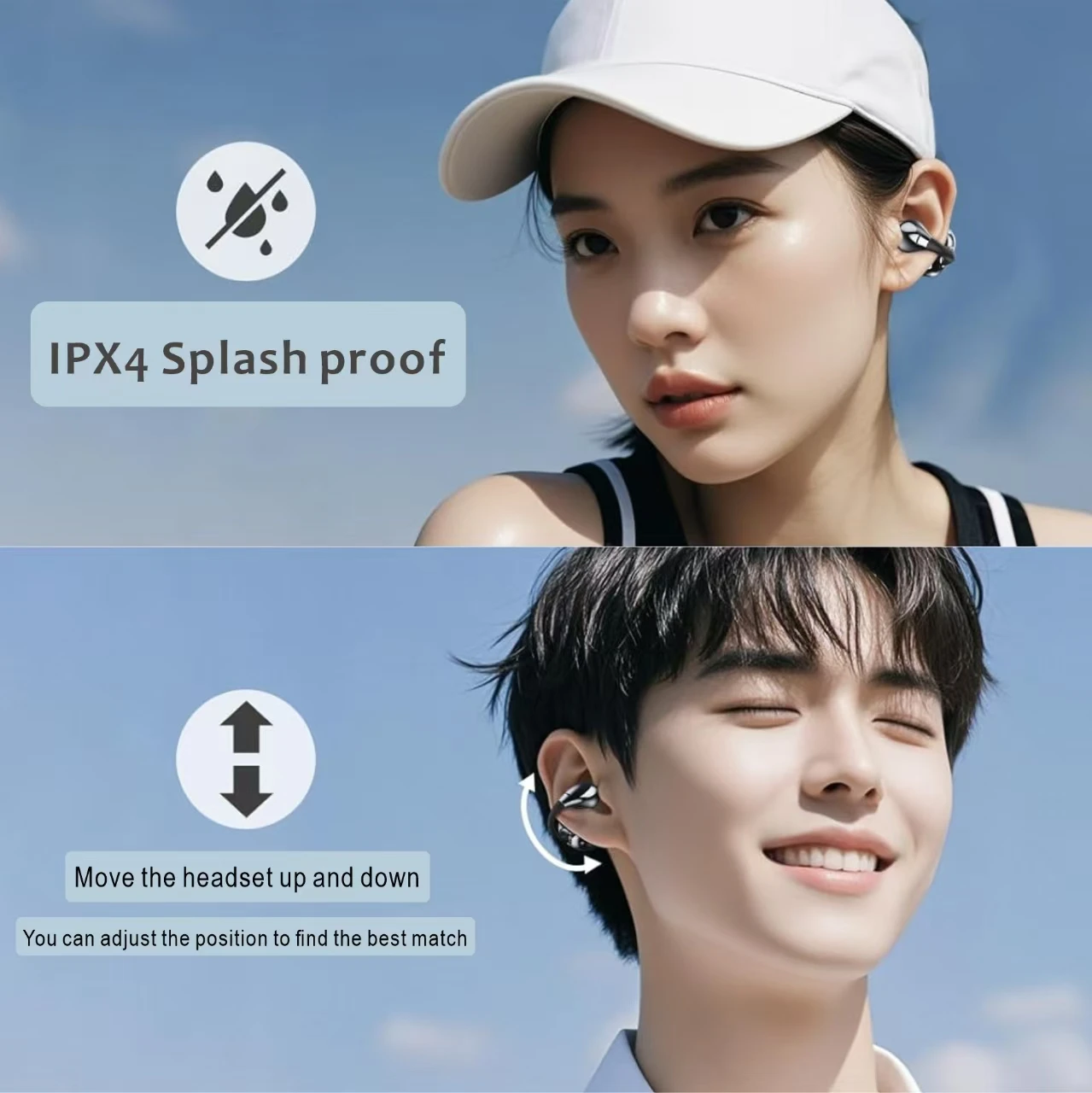 New Ear Clip Wireless Bluetooth 5.4 Earphones Open Ear Sporty Earphones RCV noise reduction for phone call
