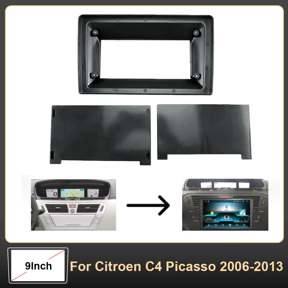 1 Din 9 Inch Car Stereo Dash Radio Fascia Canbus Box Panel Frame For Citroen C4 Picasso 2006-2013 Android Kit
