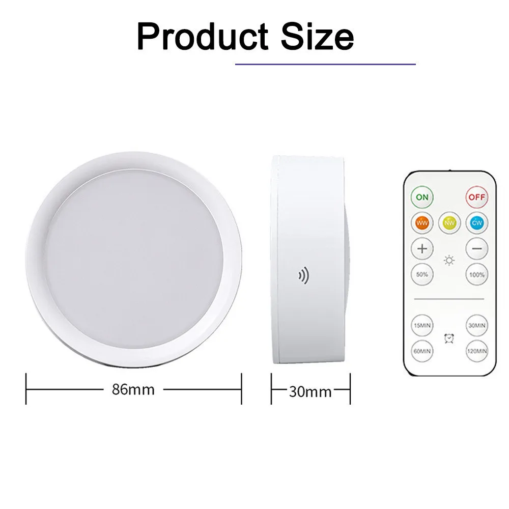 Battery Powered Night Light Smart Remote Control Cabinet Light Dimmable Warm/White Light Kitchen Light Closet Aisle Stairs Light - Image 3