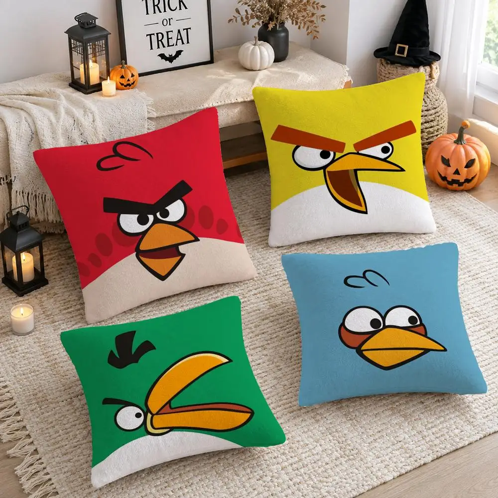 Animation A-Angry Birds Cushion Cover Soft Plush Cushion Case Throw Pillowcase Cozy Home Sofa Bed Living Room Decor