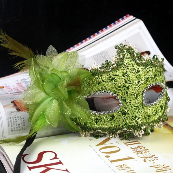 

Маска зеленая привлекательная костюмная вечеринка кружево для бала-маскарада изысканный элегантный