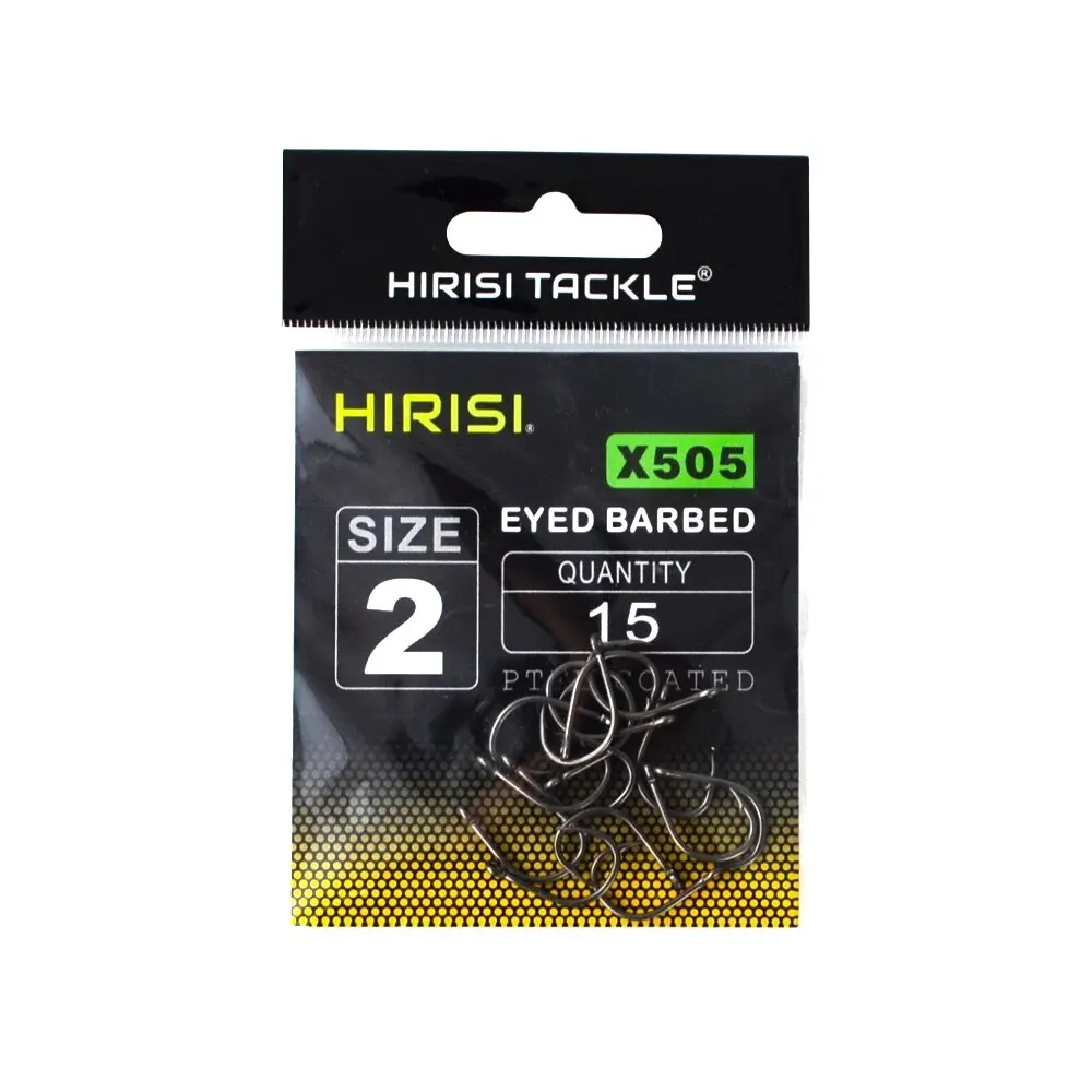 Hirisi 15 X PTFE Coated High Carbon Stainless Steel Barbed Fish Hook With Eye Carp Fishing Hook Link Accessories X505