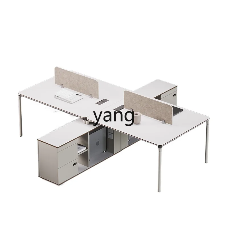 LH Simple Modern Staff Room Staff Double Quad Workstation 2 Card Seat 4 Clerk Desk and Chair Combination