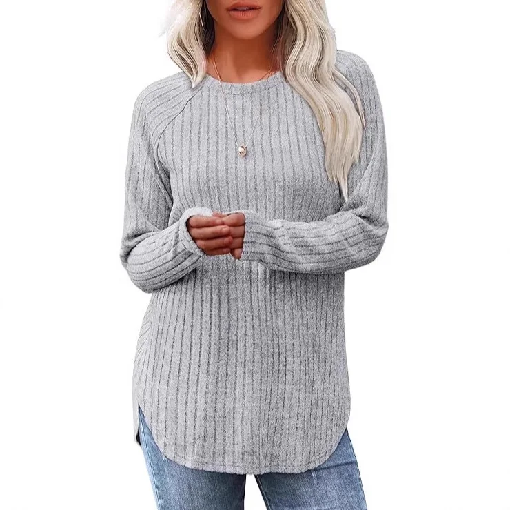 Modieus woon-werkverkeer Veelzijdige dames gebreide tops Herfst Winter Nieuwe casual effen kleur Ronde hals Lange mouw Losse trui