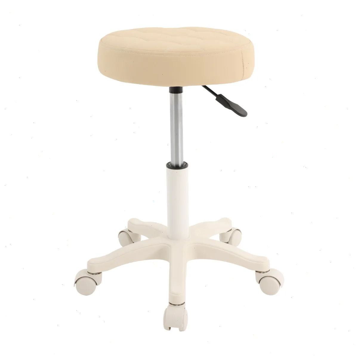Rolling Stool , Swivel Stool with Wheels, Height Adjustable PU Leather Round Seat, 360 Degree Rotation, for Salon Spa Home Office, 113KG / 250lbs Load-bearing