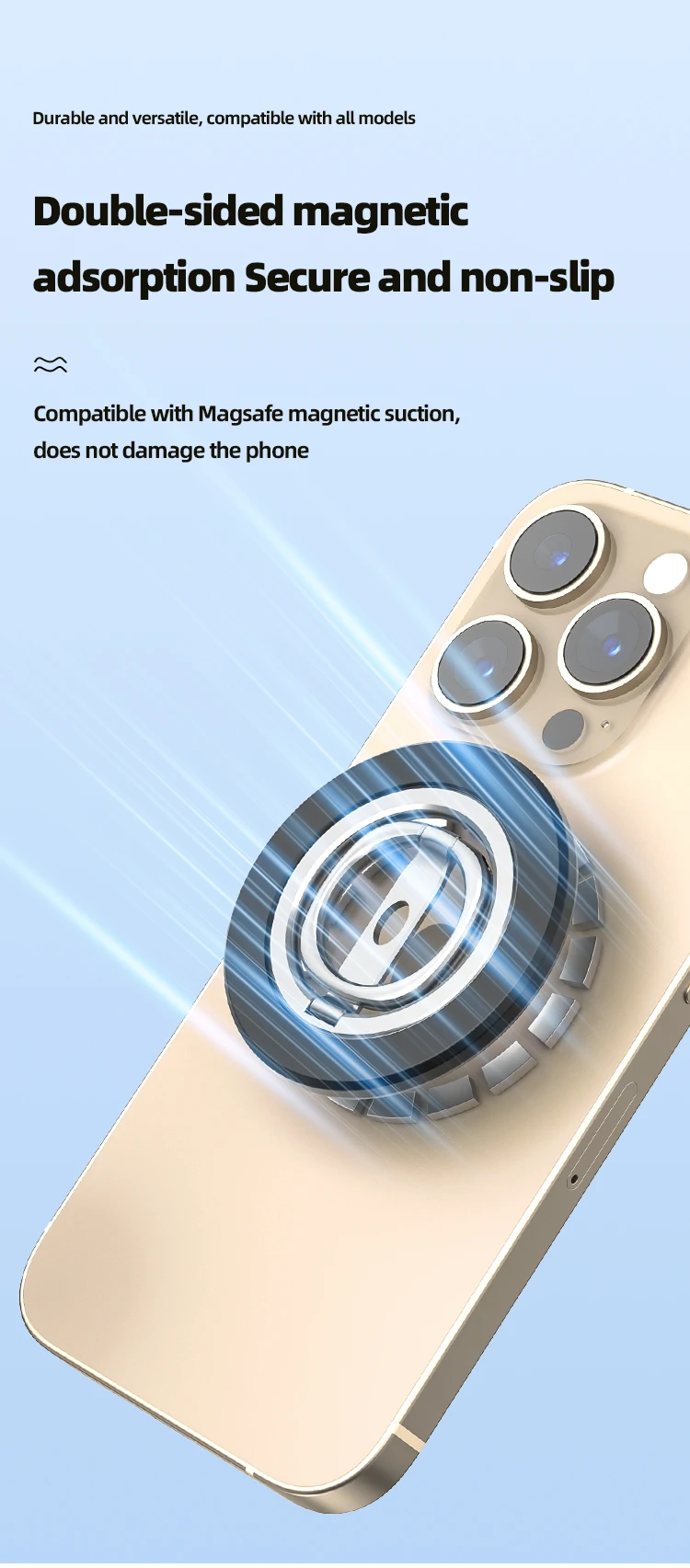 360 ° Magnetischer Telefonring-Halter für MagSafe, Magnetischer Ständer für iPhone 15 14 13 12 Pro Max, Fingerring-Halterung – Detail 8