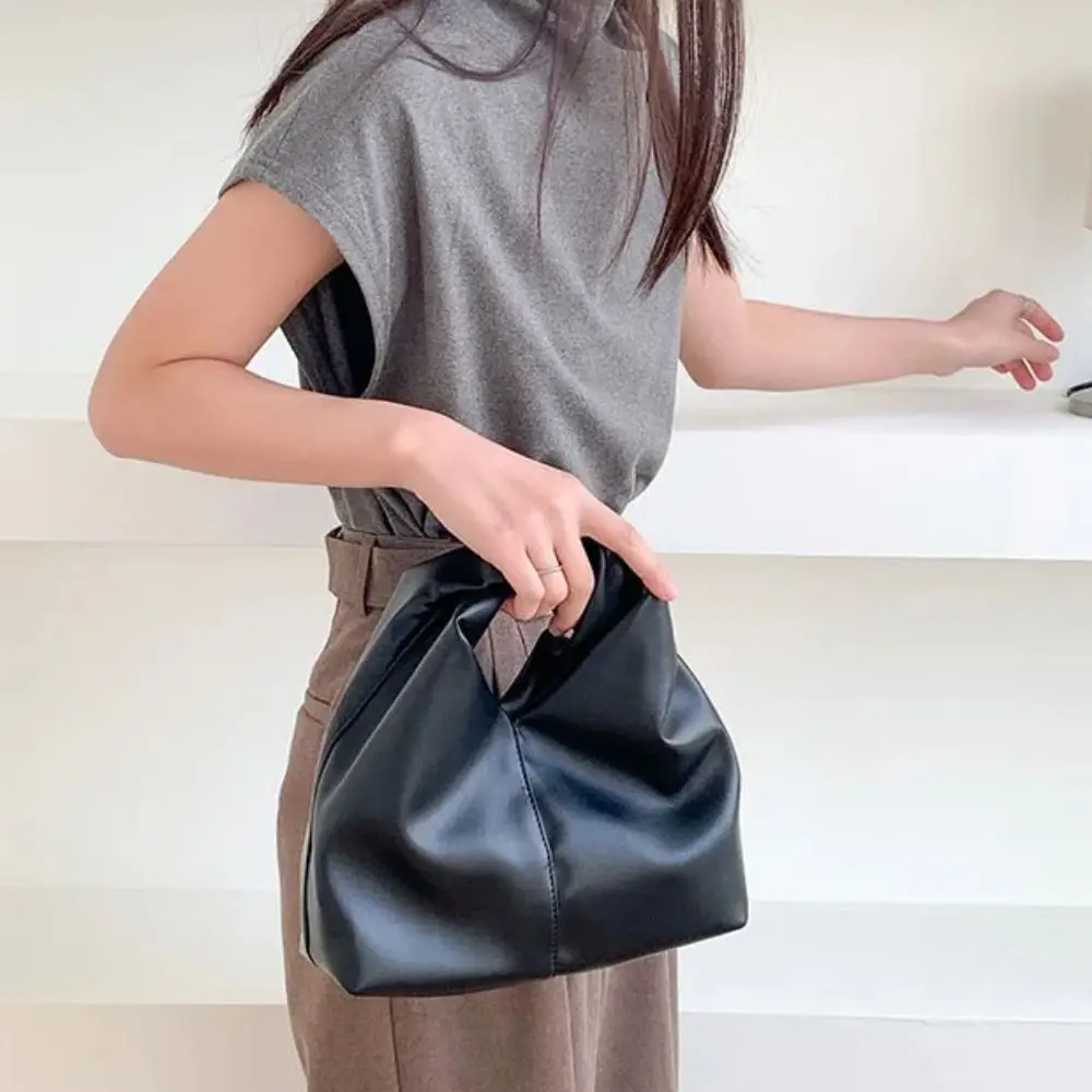 

Stylish Solid Color Armpit Bag Large Capacity Fashion Dumpling Bag Multifunction PU Leather Pleated Cloud Bag Outdoor