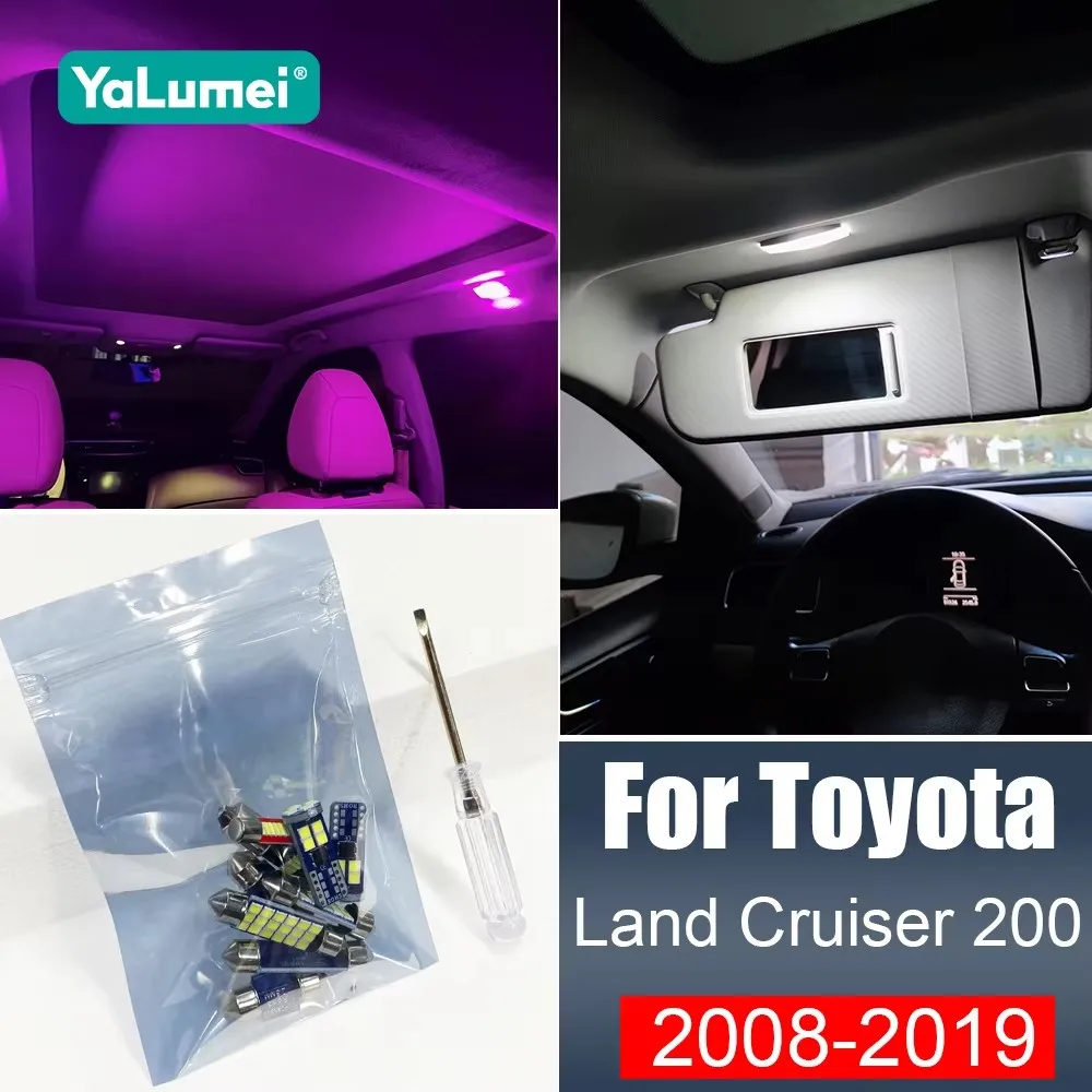 

19 шт. светодиодных ламп для автомобиля Toyota Land Cruiser 200 LC200 2008-2015 2016 2017 2018 2019, аксессуары для освещения салона и багажника
