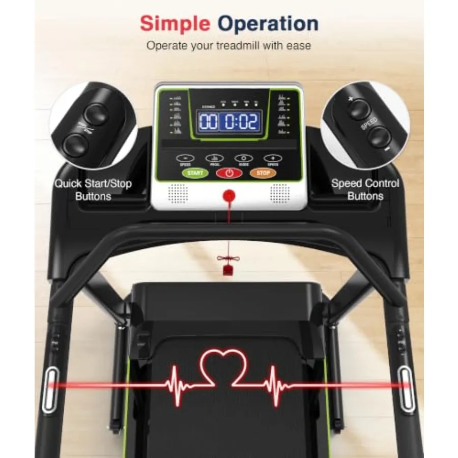 Treadmill for Seniors with Dual Handrails-0.3 MPH Slow Start