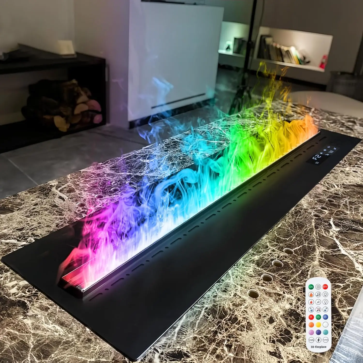 Water atomized fireplace 3D colorful flame eco smart home interior decoration water vapor smart electric fireplace adjustable