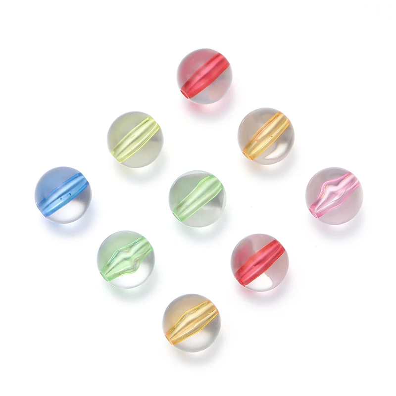 50/100 pcs/lot Acrylic Round Beads Colorful Marbles Spacer Beads For Diy Jewelry Making Necklace Bracelet  Accessories