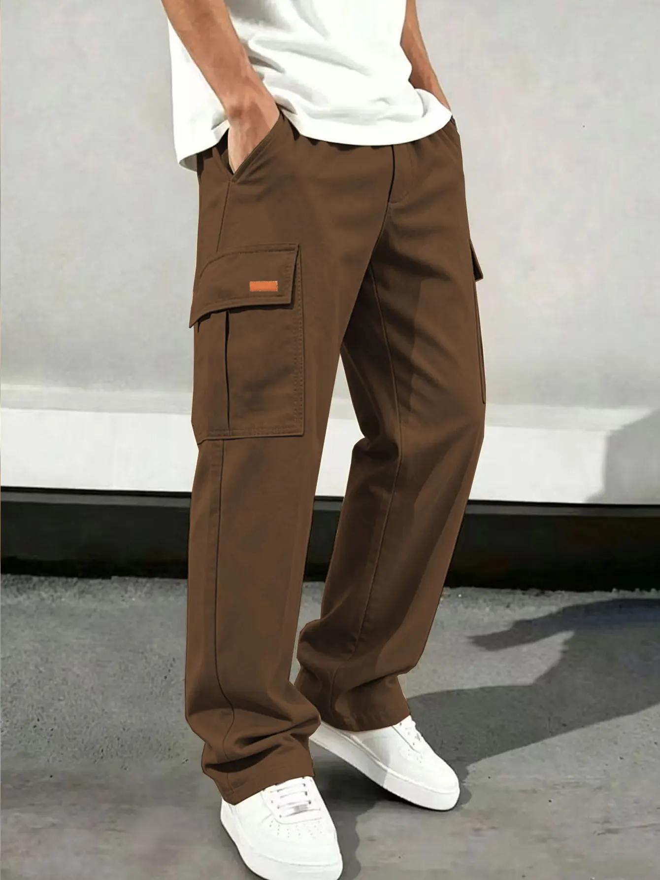 Herren Casual Gerade Geschnittene Arbeitshose Modisch Bequem Gewebter Stoff Frühling Herbst Alltagskleidung – Detail 9