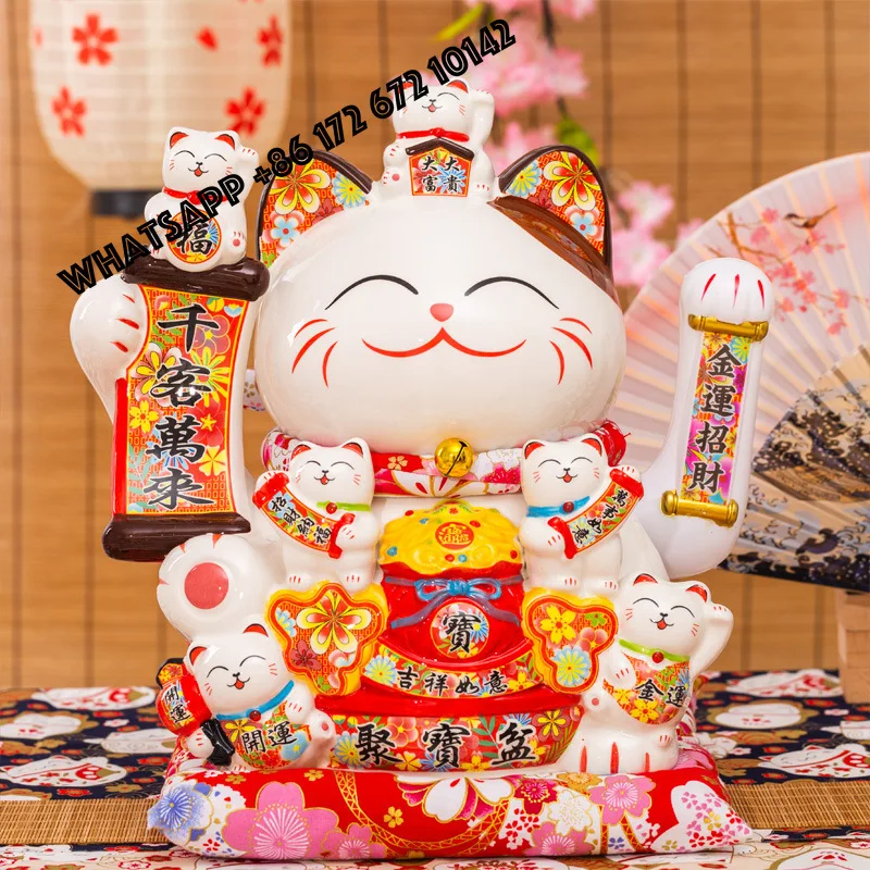 Handmade Modern 20-Inch Ceramic Lucky Cat Opening Ornaments Extra-Large Batch Direct Factory Automatic Beckoning Anniversaries