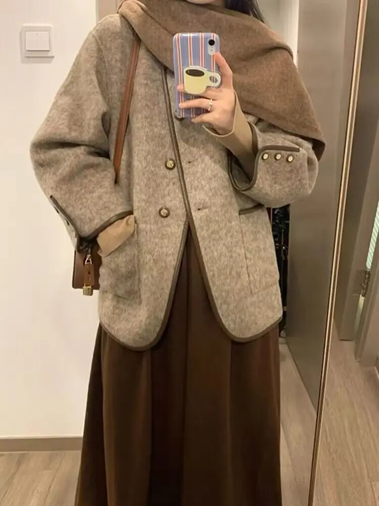 

UNXX Short Autumn/winter Tweed-inspired Jacket for Women, Spring/autumn 2023 New Trendy Sophisticated Korean-style Woolen Coat