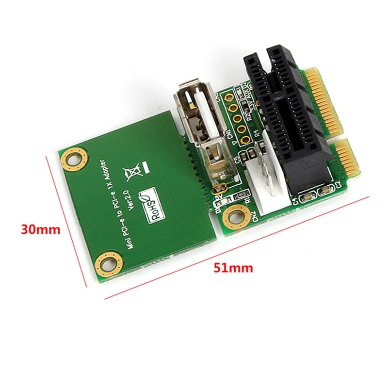 Mini PCI E To Pci Express 1X Riser Card With USB Interface Adapter 4Pin Power Supply Supports Full Height Half Height