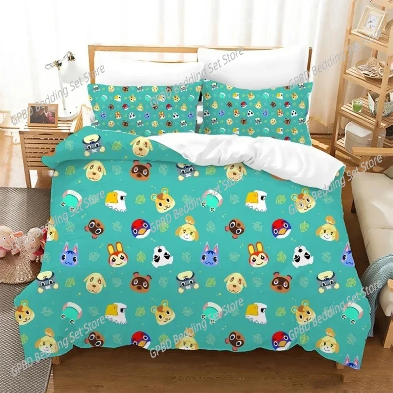 Animal Crossing Cartoon Game Bedding Set 3D Duvet cover Twin Full Queen King Size Bed Linen and Covers Pillowcase Sets for kids
