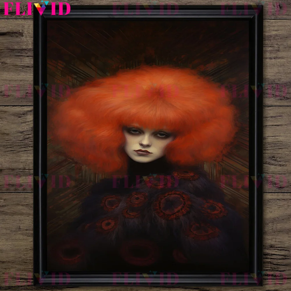 Blood Queen Vampire Countess Portrain Wall Art Canvas Painting Weird Goth Girl Portrain Art Poster Print For Living Room Decor