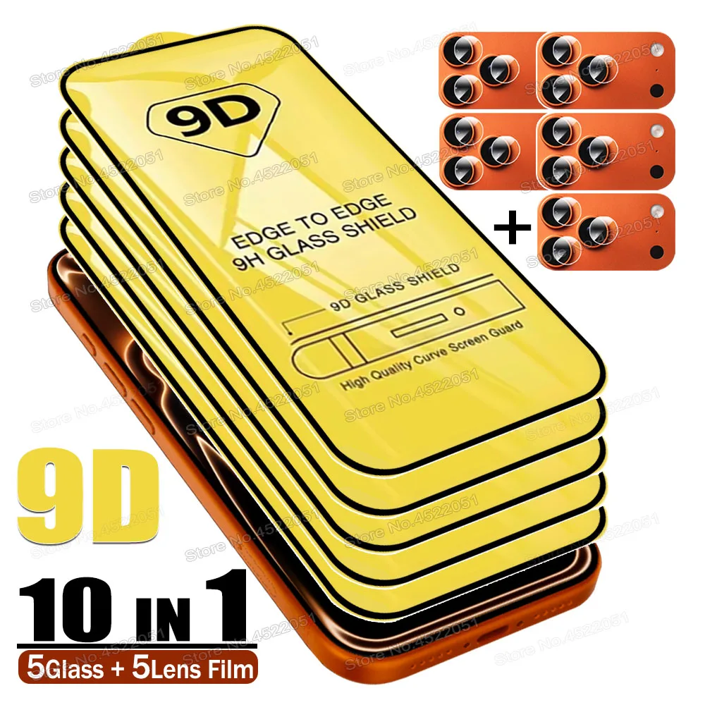 10 في 1 9D كامل الزجاج المقسى آيفون 17 16 15 14 13 12 11 برو ماكس زائد ميني 16e حامي الشاشة آيفون 17 برو ماكس الهواء #1