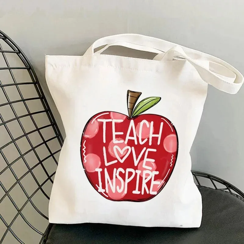 

Teacher Appreciation Canvas Tote Bag Large Durable Commuter Tote for Educators Spacious Multicolor Book Bag for Work