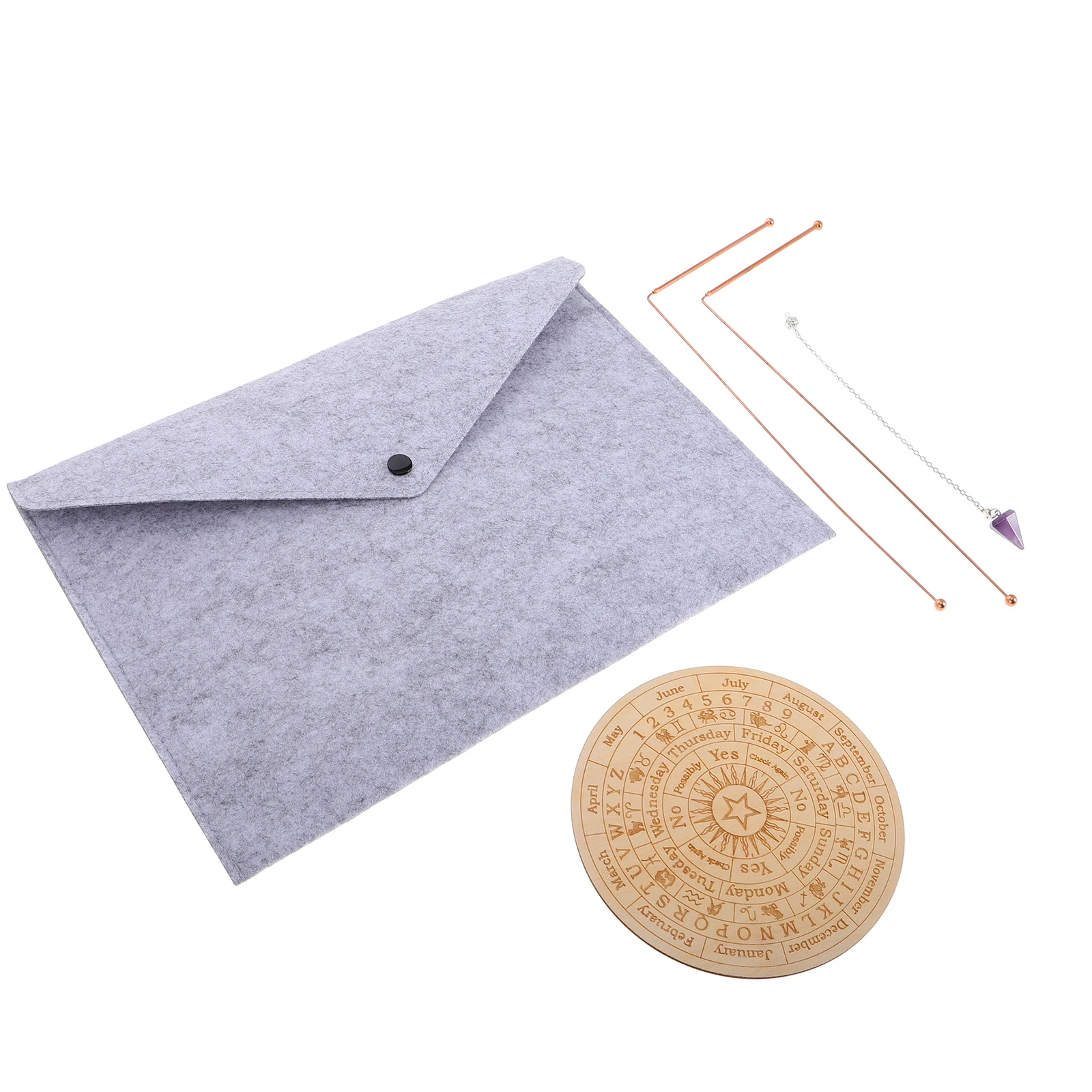 

Divination Kit 2 Copper Dowsing Rods Ghost Hunting Tools Pendulum Mat Water