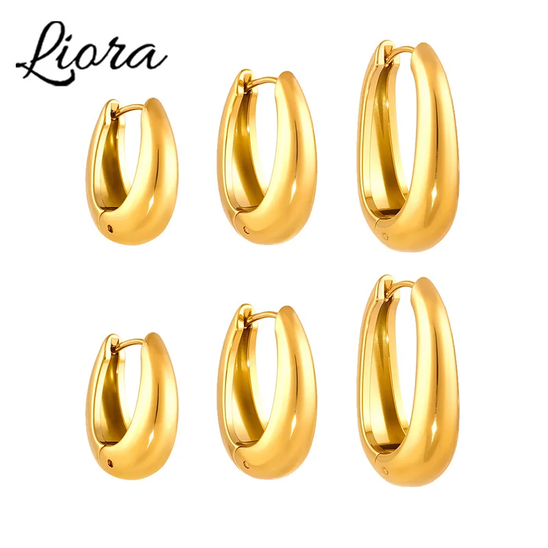 Liora minimalisme boucles d'oreilles en acier inoxydable pour femmes hypoallergénique métal PVD plaqué or sans ternissement boucles d'oreilles bijoux quotidiens