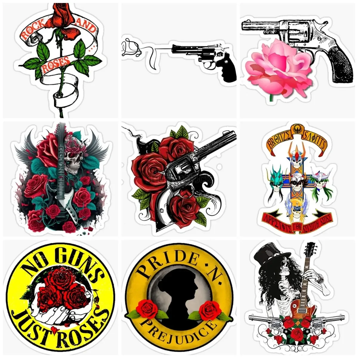 

Creative Guns N Roses Rock Band Sticker Wall Rooms Door Truck Car Camper Off-road Window Moto Glass Van Helmet Bicycle PVC Decal