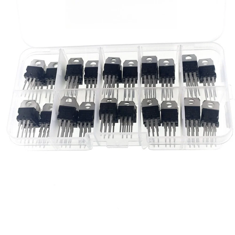 50pcs 10 Values L7805 7806 7812 7824 LM317 Voltage Regulator Kit Boxed